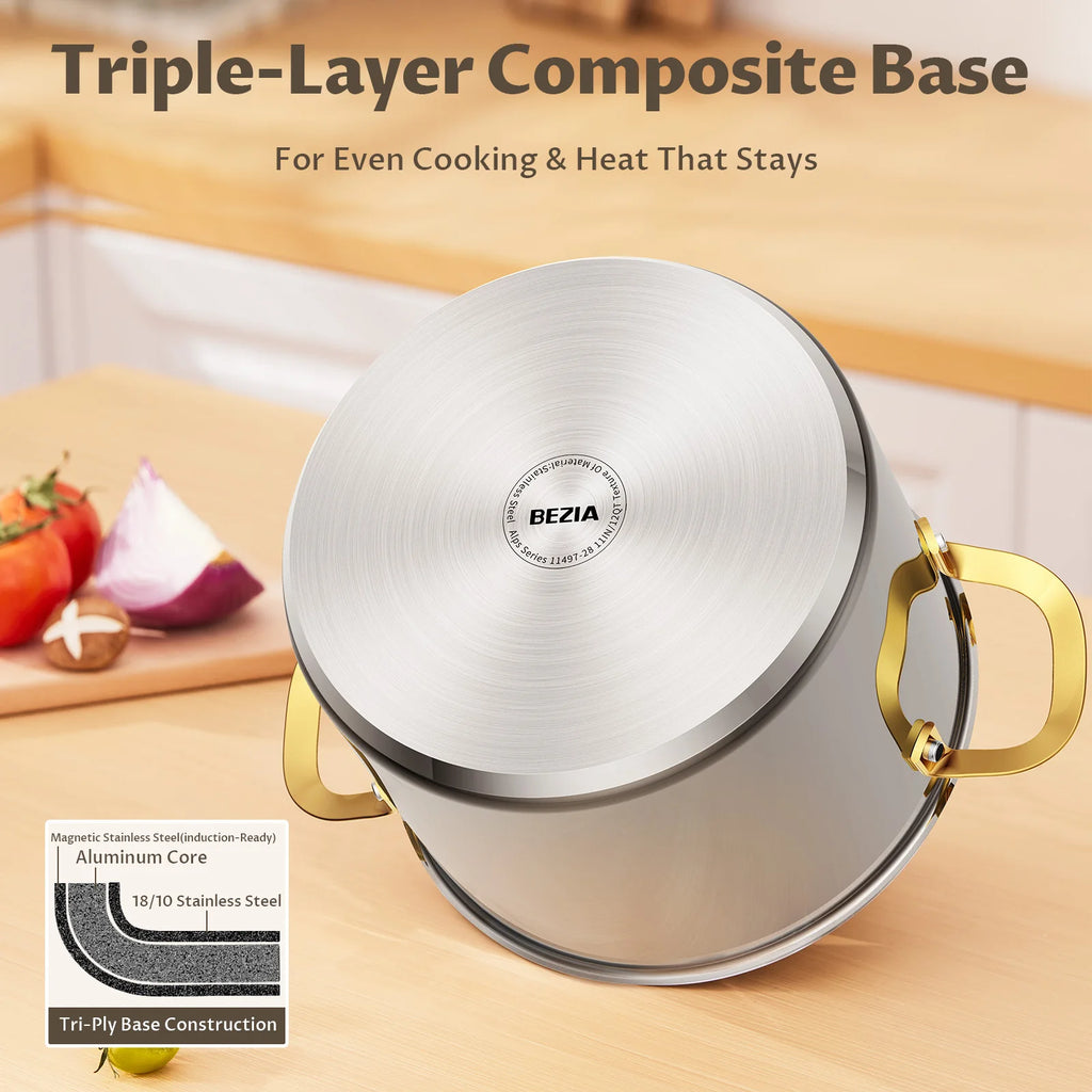 6/8/12 QT Stainless Steel Stockpot with Lid,