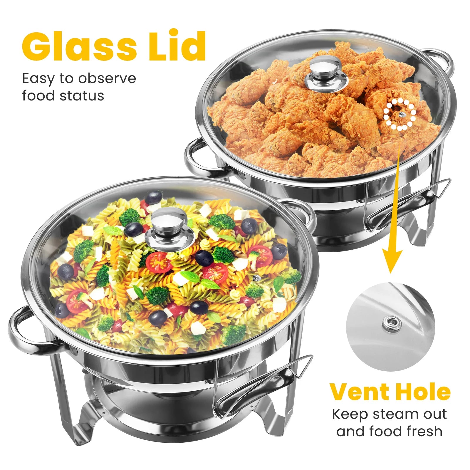 2PCS  4L Catering Buffet Set Food Chafing Dishes Stainless Steel