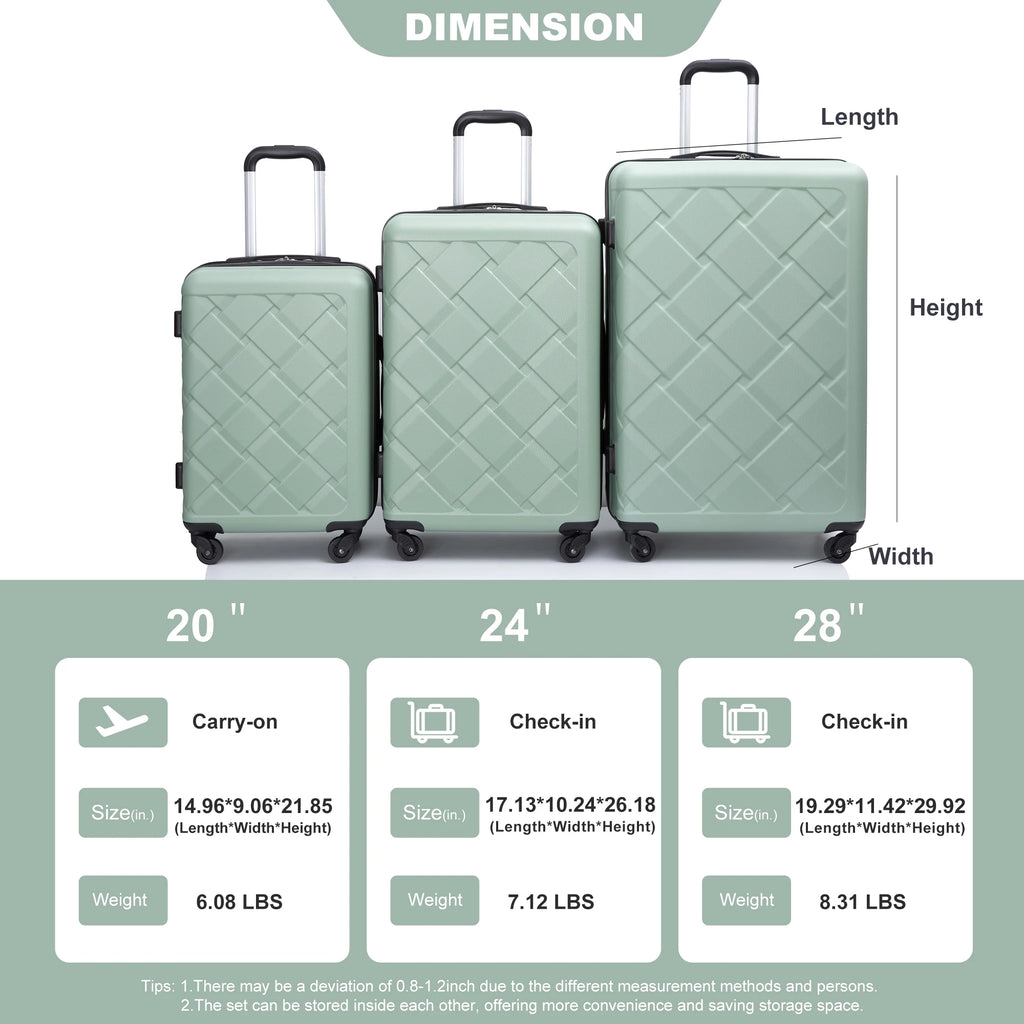 Luggage Sets 3 Piece with double spinner wheels and travel duffle bag,