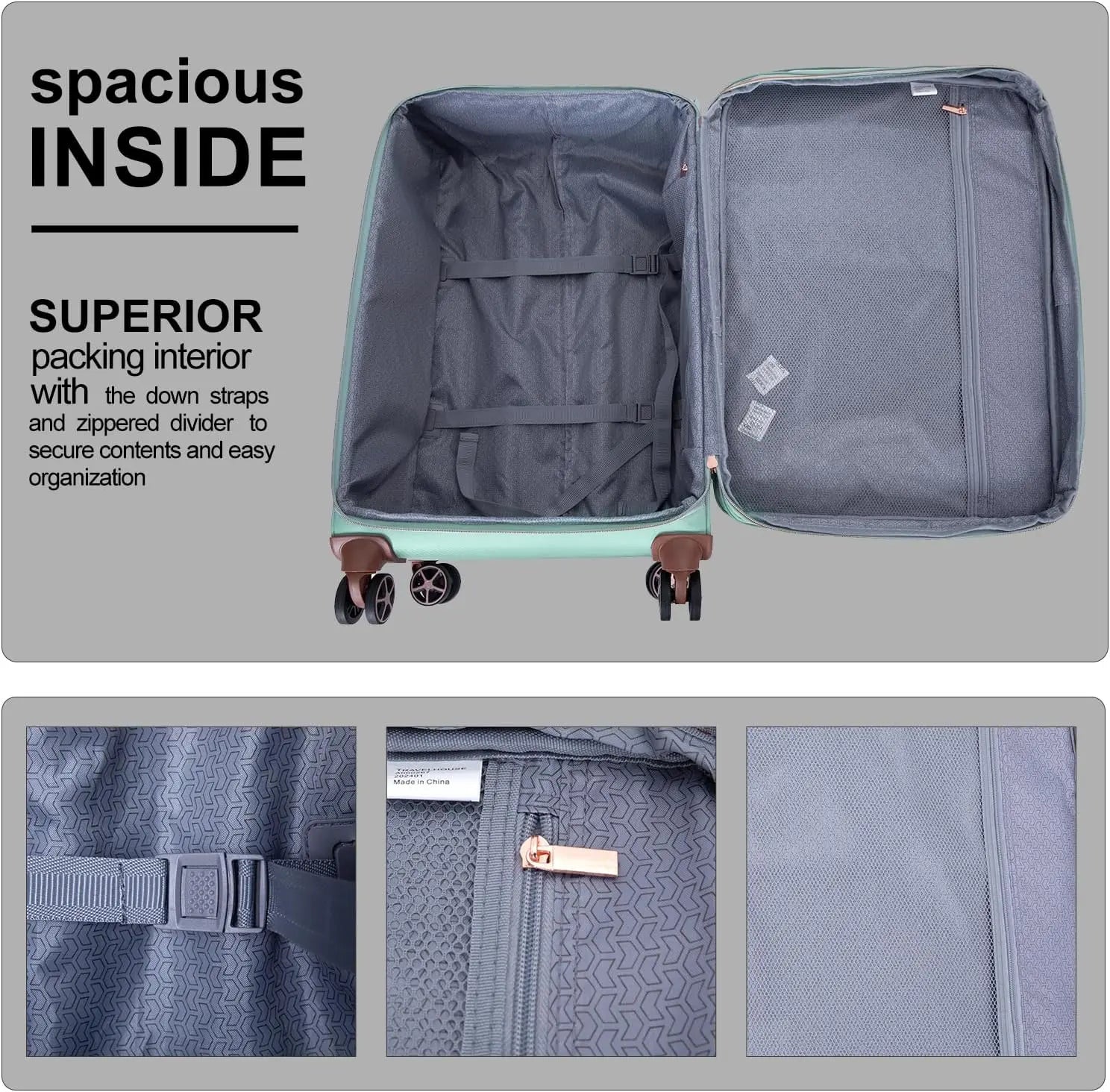 4 Piece Luggage Set Lightweight with Wheels