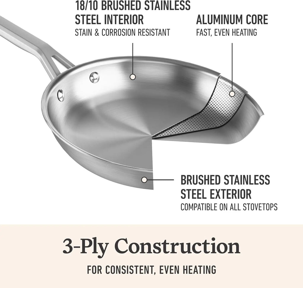 3-Ply Stainless Steel Cookware Set with Turbo Heat Tech,