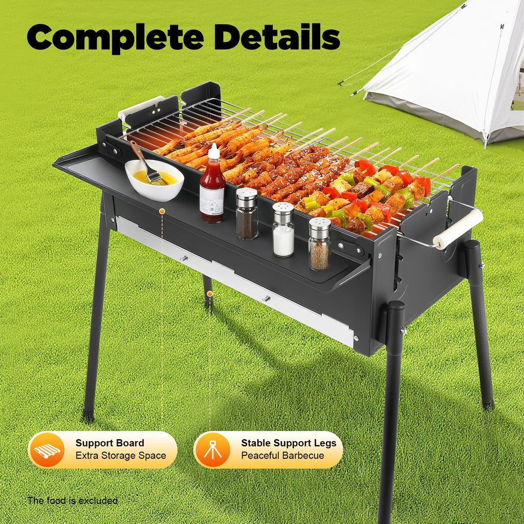 70*40*23.5cm Barbecue Charcoal Grill Stainless Steel Folding Portable