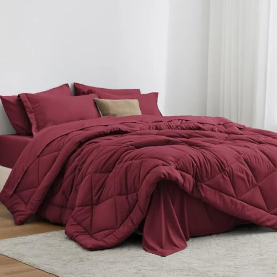Comforter Set 7 Pieces Bed in a Bag All Season Bedding Sets