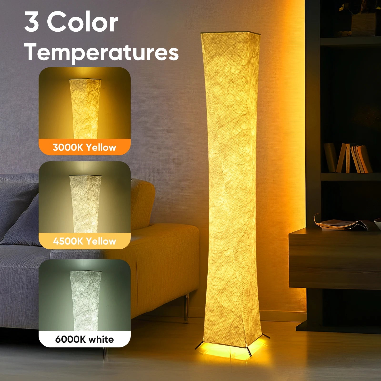 Soft Light Floor Lamp, 52" Simple Design Morden Slim Warm Light