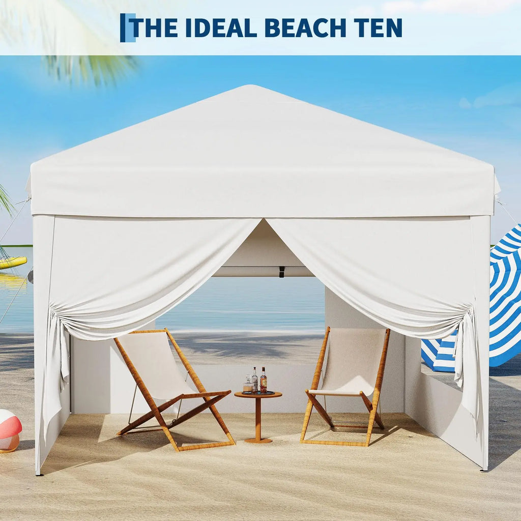 10x10FT Pop Up Canopy With Sidewalls & Sandbags Heavy Duty