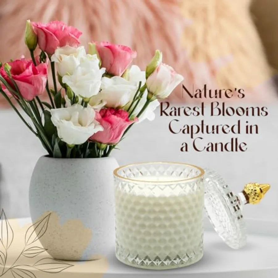 Luxury Scented Candle Gift Rare Fragrance in Elegant Glass Jar,