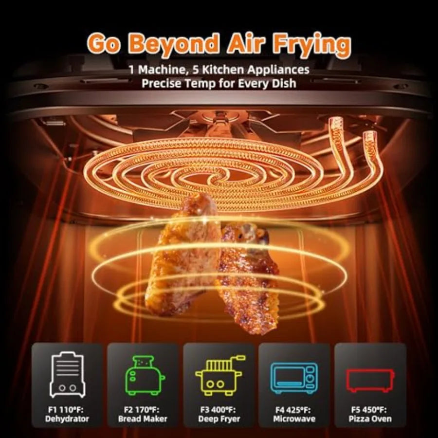 Air Fryer 8-in-1- 4.5Qt Compact , DC Motor Fast Crispy Cooking