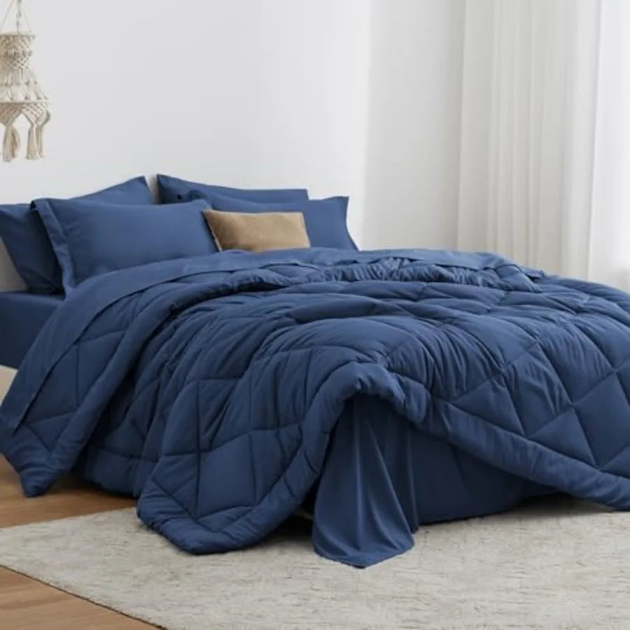 Comforter Set 7 Pieces Bed in a Bag All Season Bedding Sets