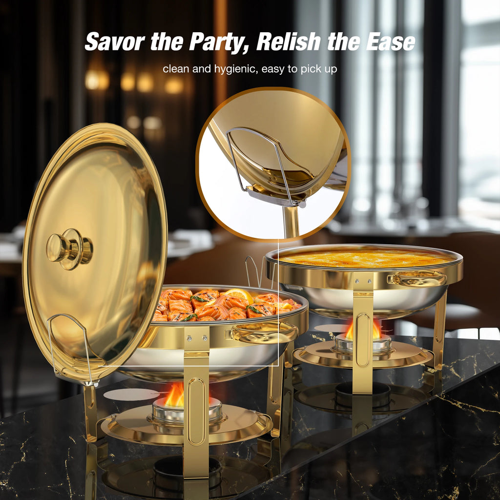Round Chafing Dishes for Buffet 5 Qt,High
