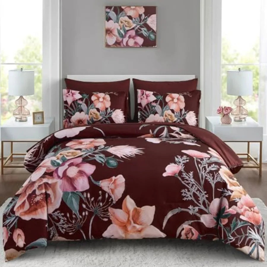 Floral Comforter Set 7 Pcs Flower Bed in a Bag