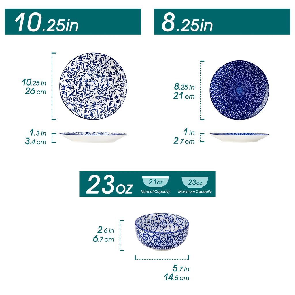 vancasso 12/24/36 Piece Chinese Blue and White Porcelain Tableware Set