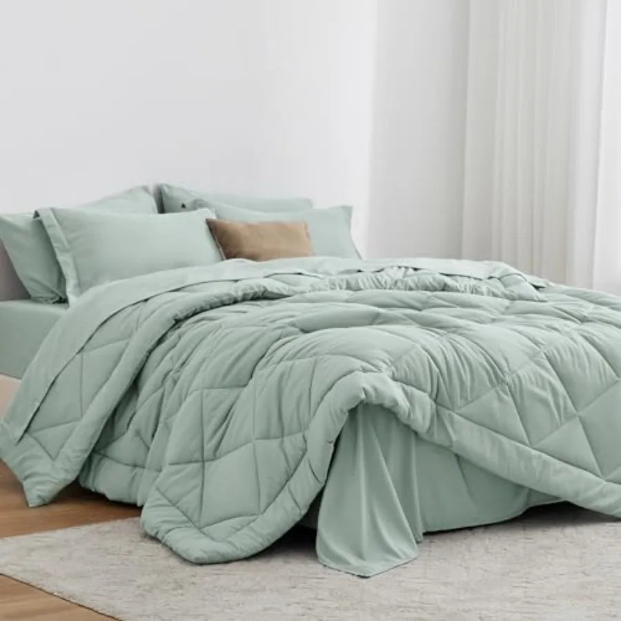 Comforter Set 7 Pieces Bed in a Bag All Season Bedding Sets