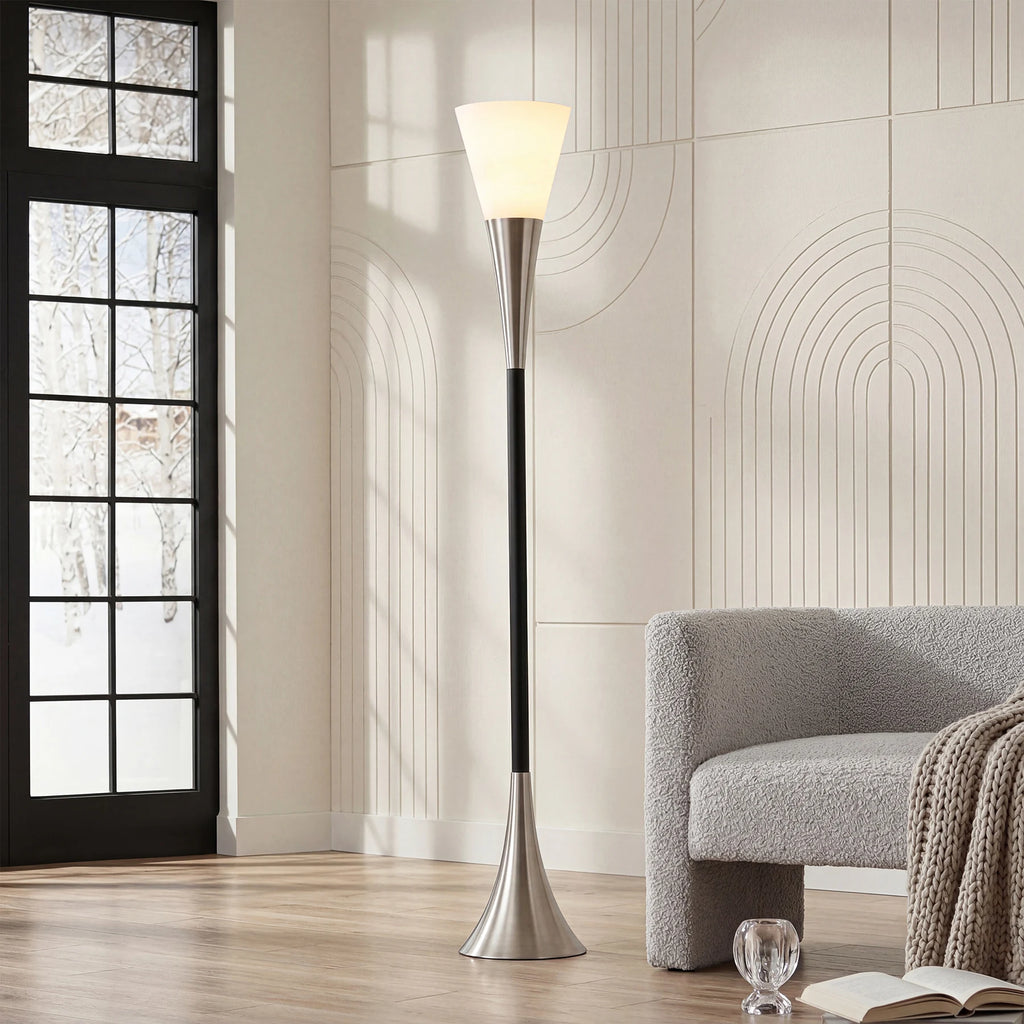 Tribesigns 72.8" Farmhouse Floor Lamp with Sandblasted Glass Lampshade,