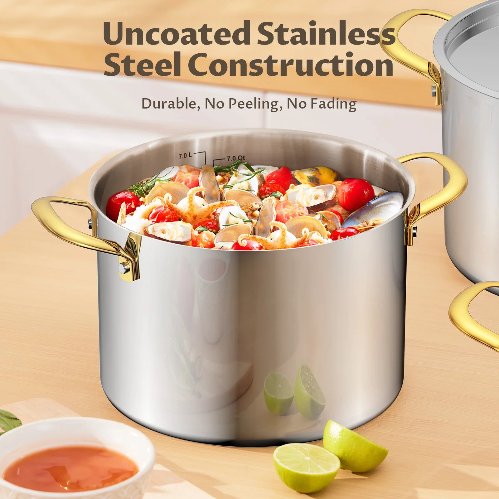 6/8/12 QT Stainless Steel Stockpot with Lid,