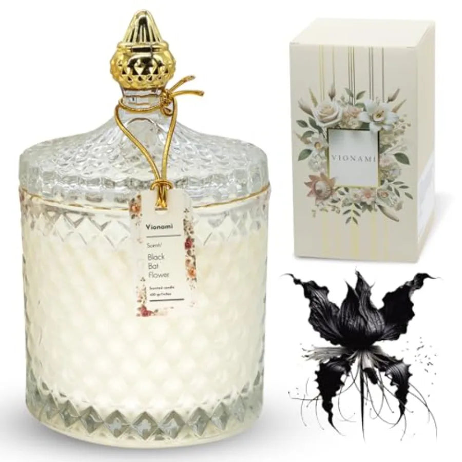 Luxury Scented Candle Gift Rare Fragrance in Elegant Glass Jar,