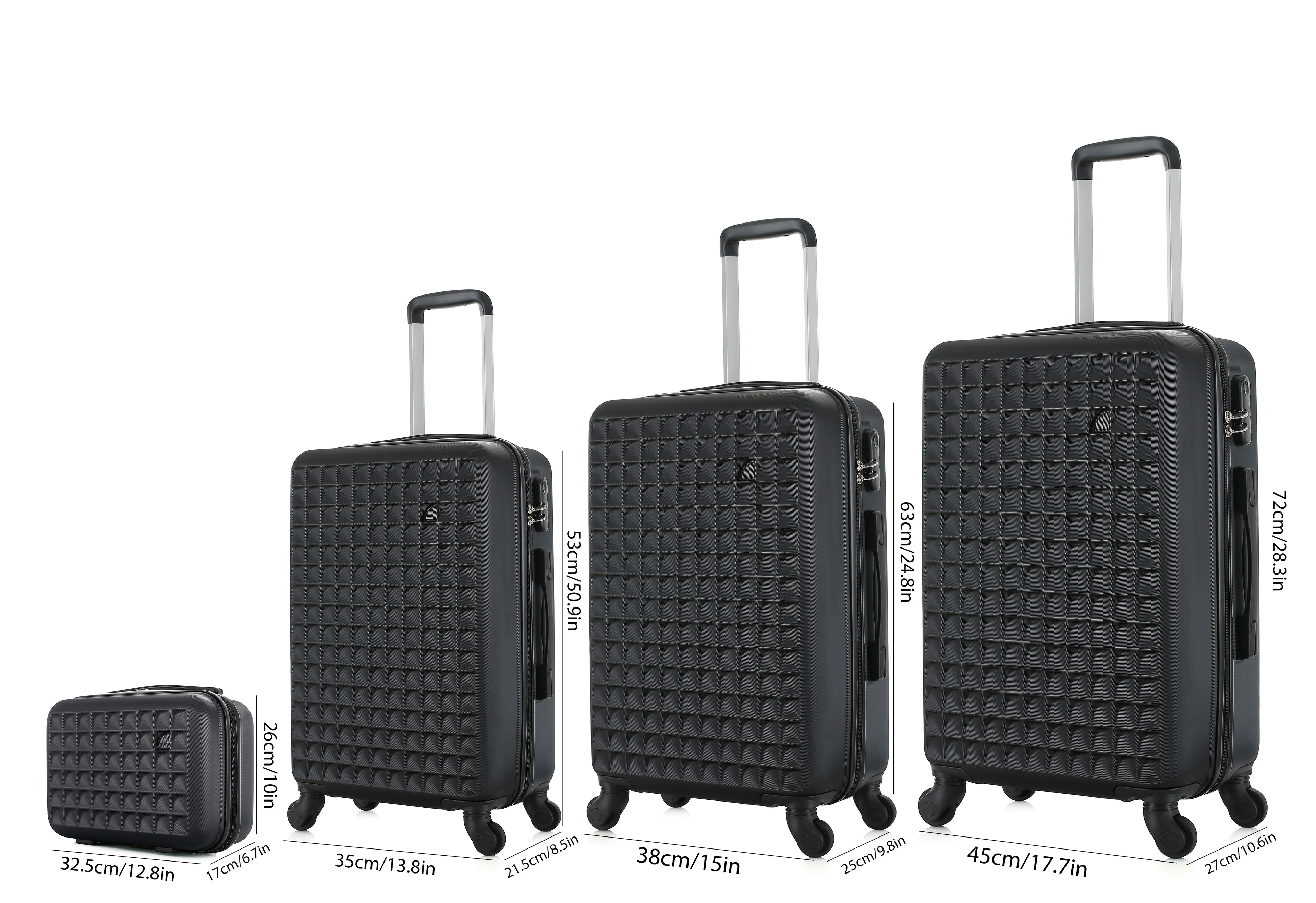 4-Piece Cosmetic Case Luggage With Wheels  (18/23/27 Inch)