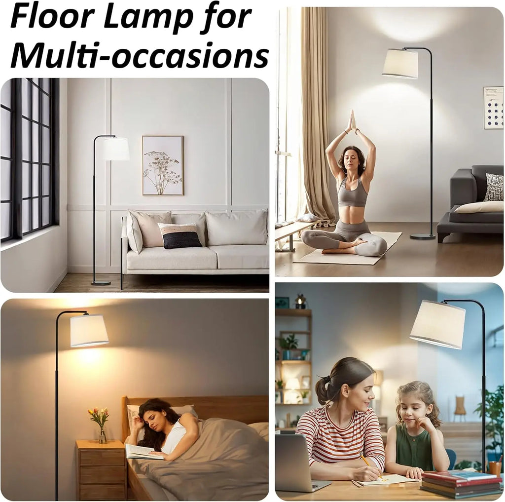 Arc Floor Lamp with 3 Color Temperatures, Adjustable Head, and Foot Switch