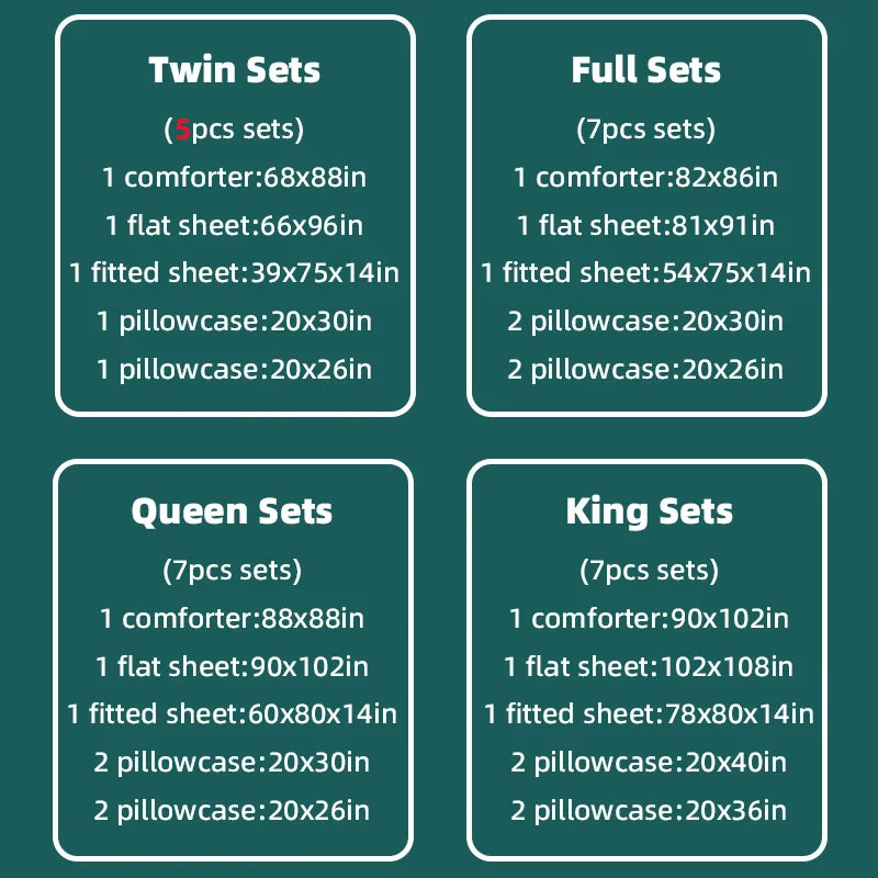 5pcs/7pcs Twin Full Queen King Bedding Sets Home Decor