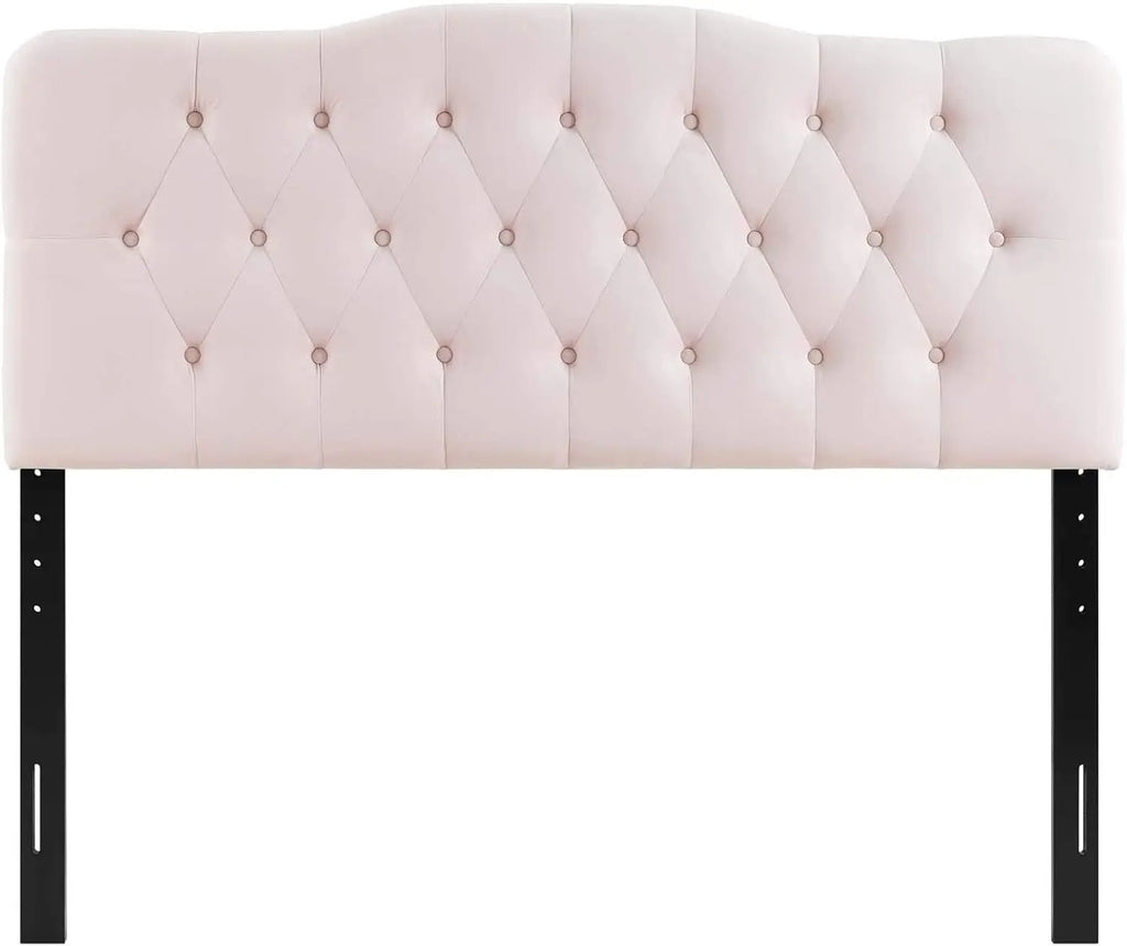 Blue Diamond Tufted Velvet Full Headboard with Performance Fabric,