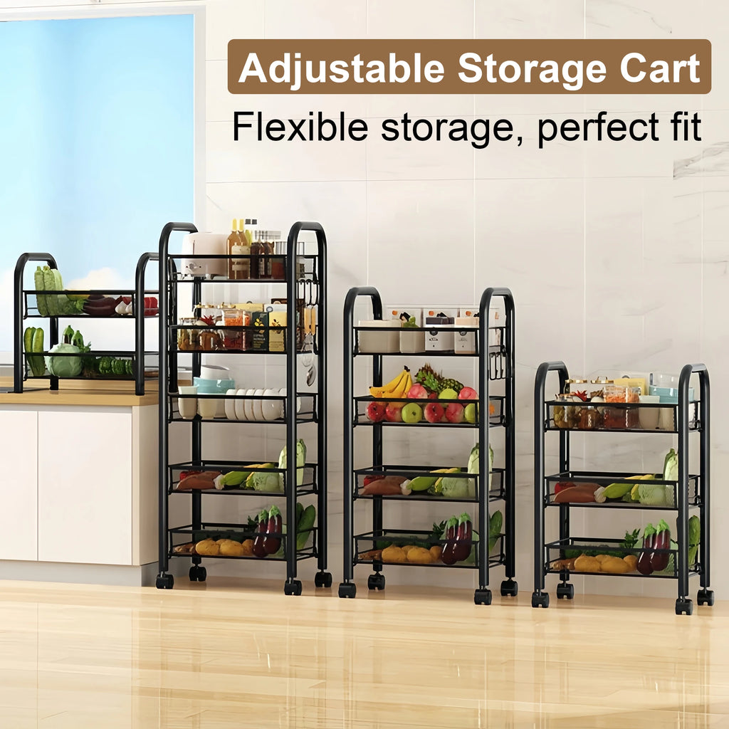 Multilayer Kitchen Storage Rack Metal Utility Cart Stackable
