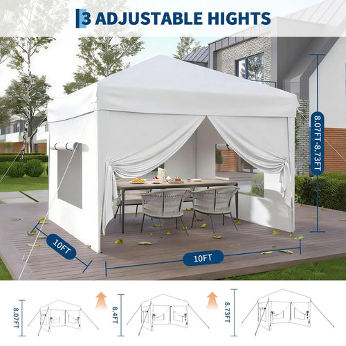 10x10FT Pop Up Canopy With Sidewalls & Sandbags Heavy Duty
