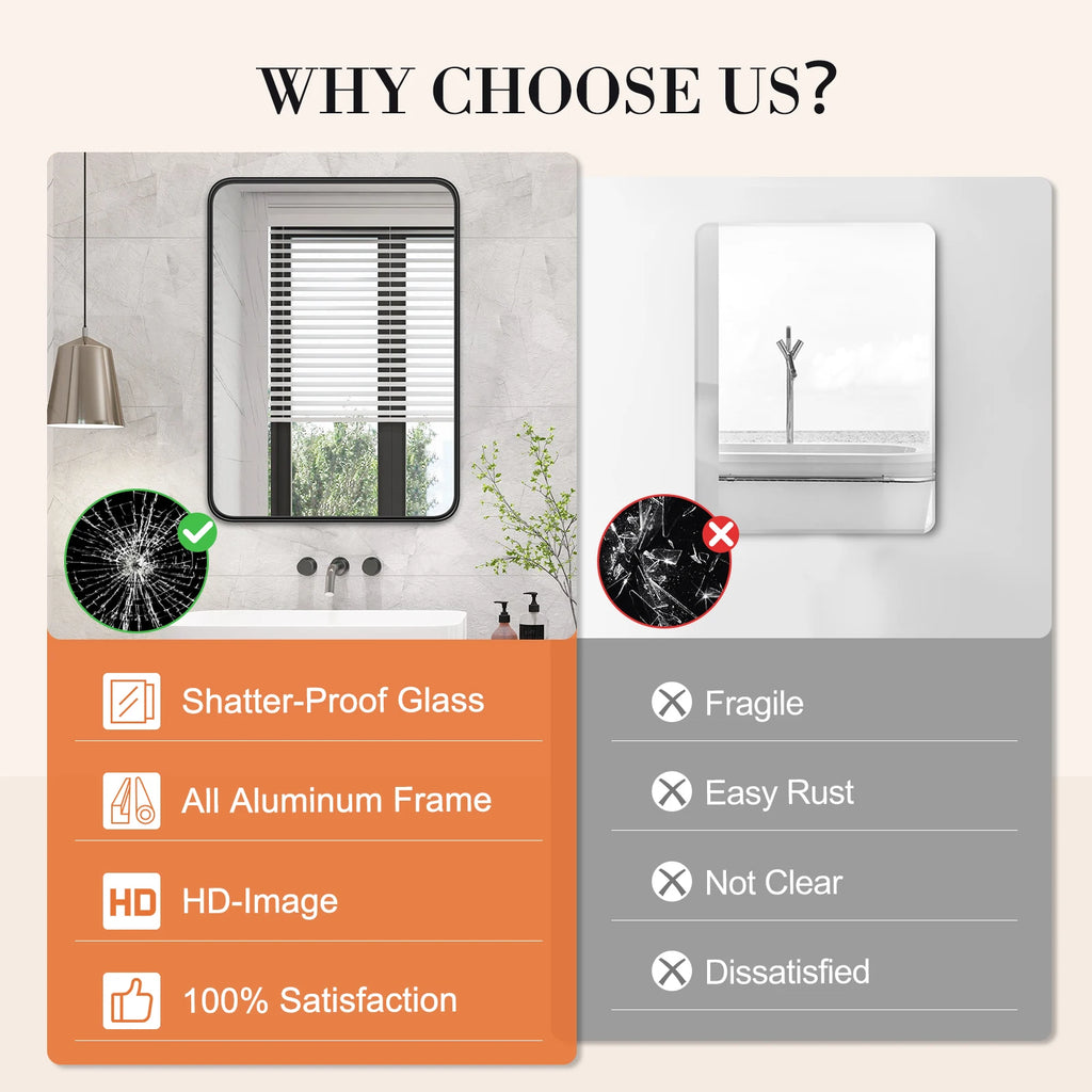 Metal Framed Bathroom Mirror for Wall ,Vanity