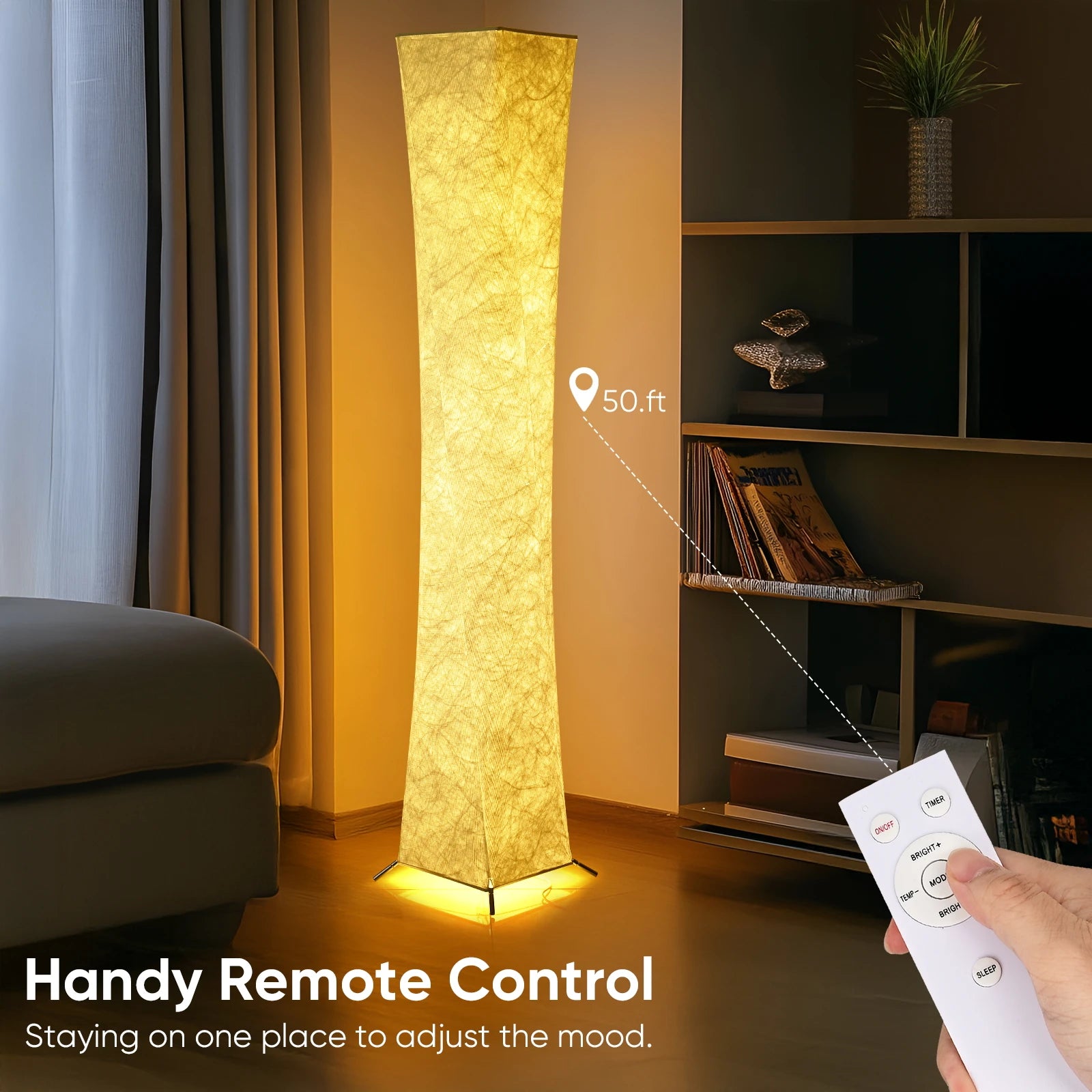 Soft Light Floor Lamp, 52" Simple Design Morden Slim Warm Light