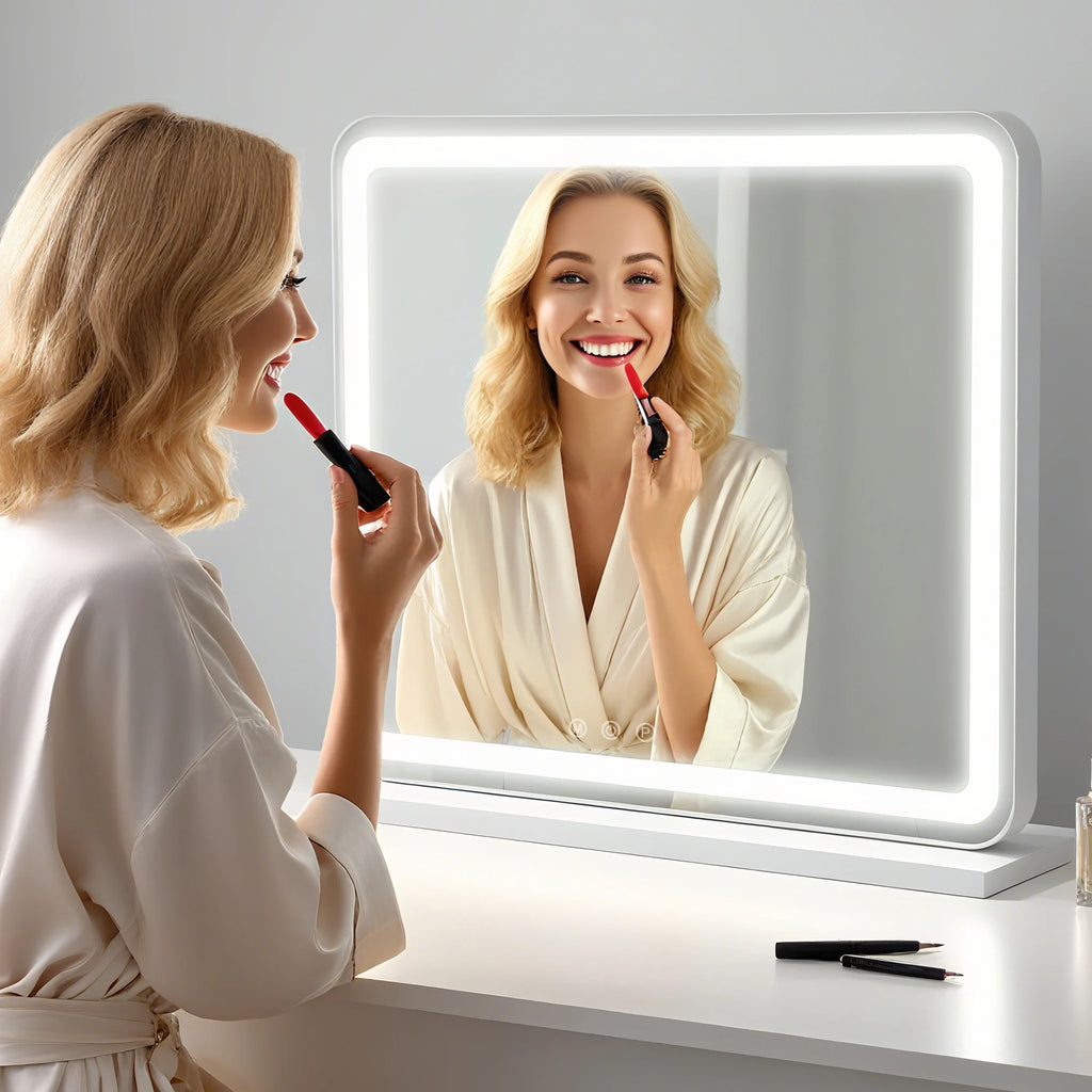 LED Vanity Mirror with Lights Aluminum Frame Bathroom Mirror Dimmable