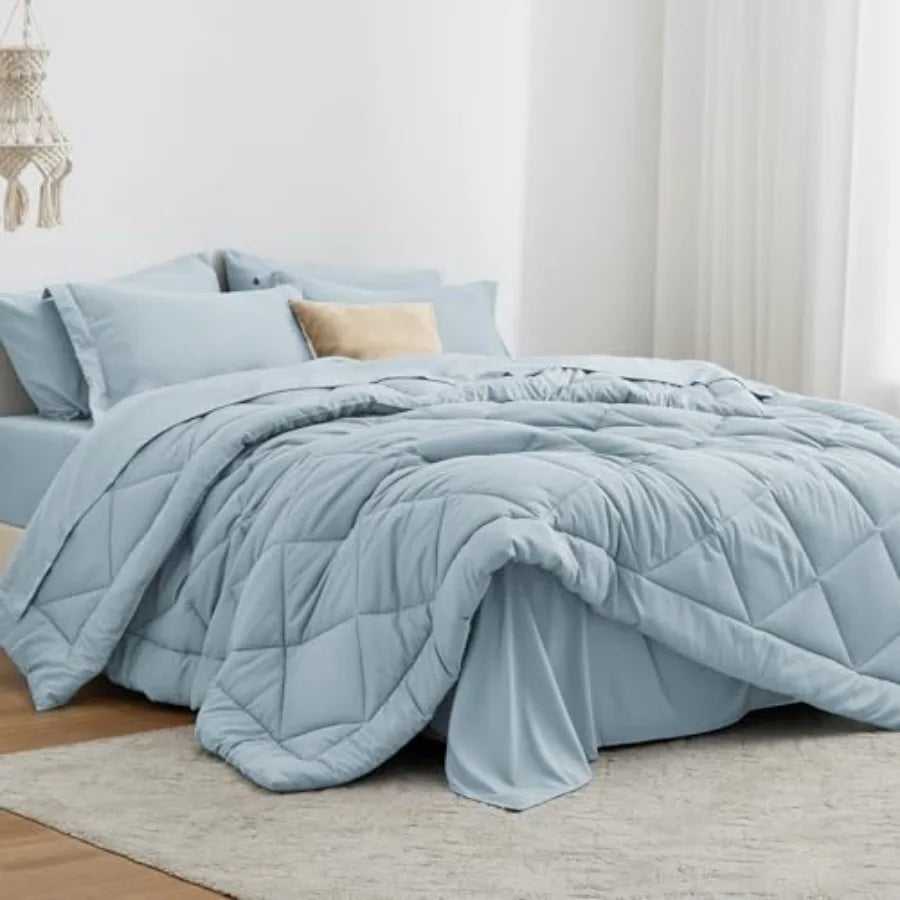 Comforter Set 7 Pieces Bed in a Bag All Season Bedding Sets