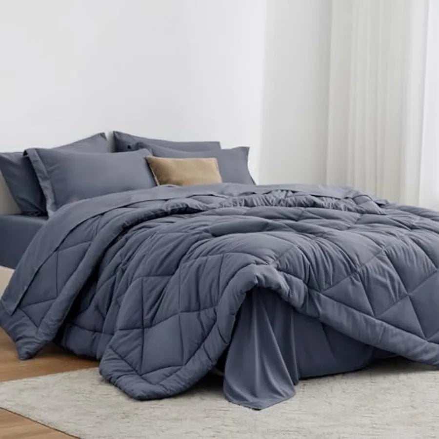 Comforter Set 7 Pieces Bed in a Bag All Season Bedding Sets