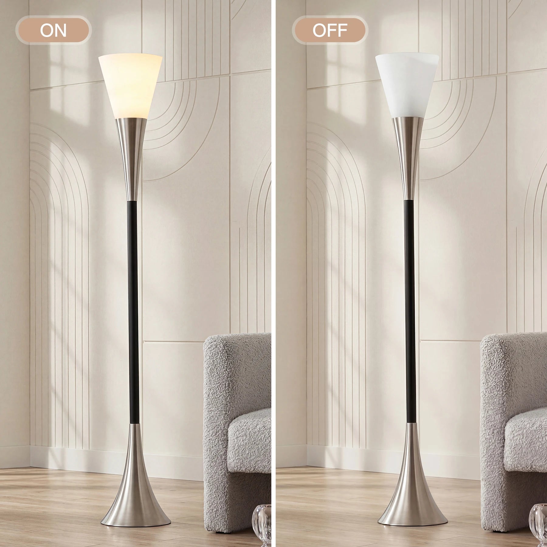 Tribesigns 72.8" Farmhouse Floor Lamp with Sandblasted Glass Lampshade,