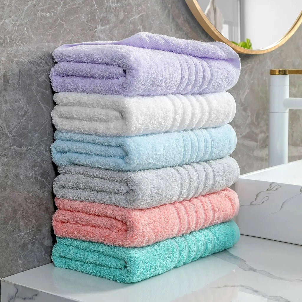 6-Pack 100% Cotton Bath Towels, 24x48 Inches,