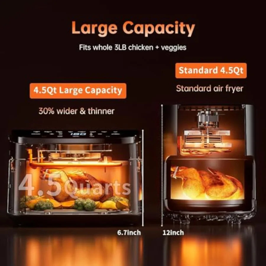 Air Fryer 8-in-1- 4.5Qt Compact , DC Motor Fast Crispy Cooking