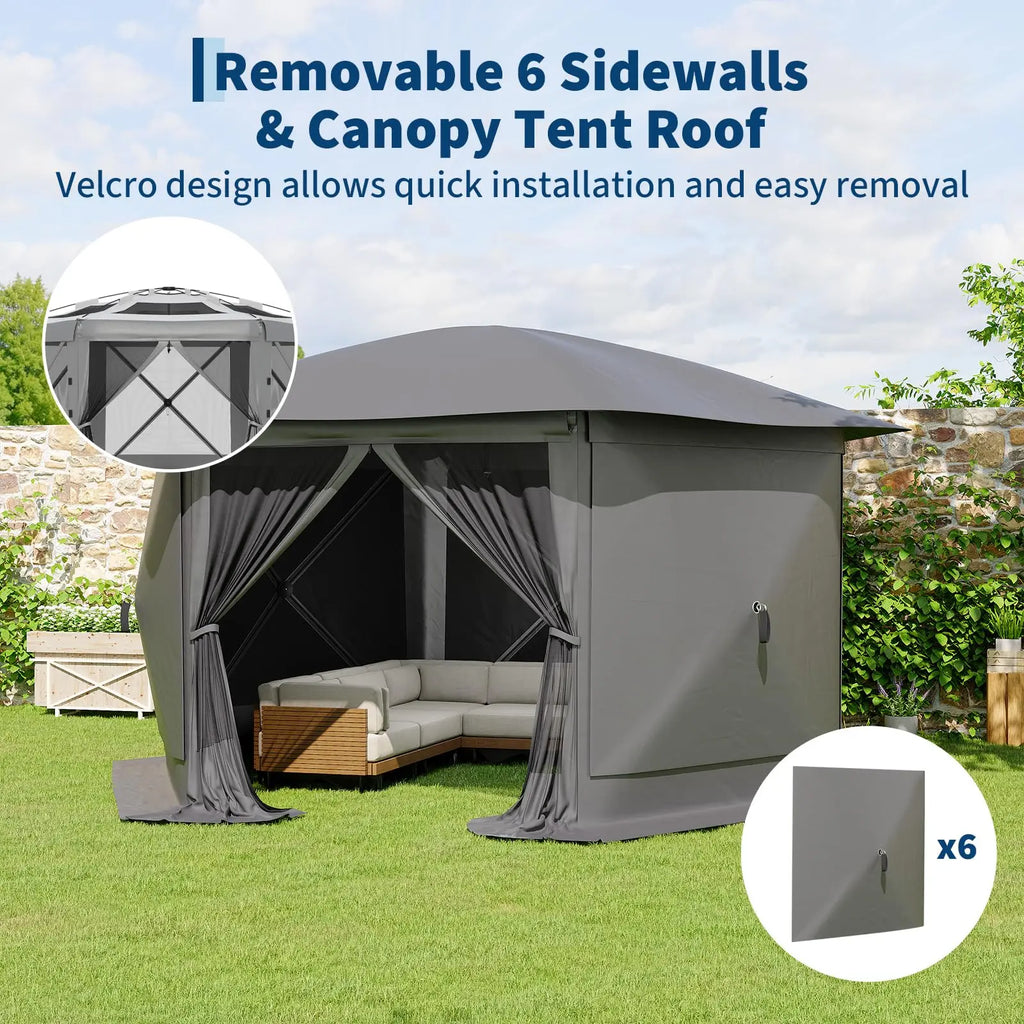 13FT  Gazebo 6-Sided  Canopy Tent With Mosquito Netting,