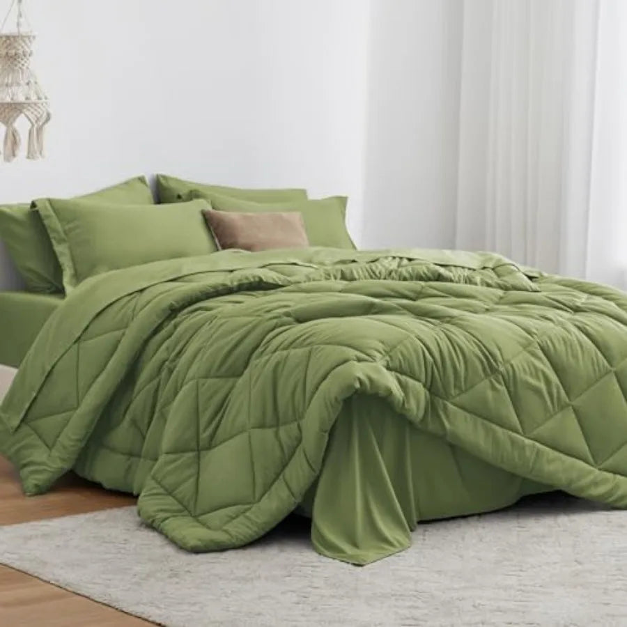Comforter Set 7 Pieces Bed in a Bag All Season Bedding Sets