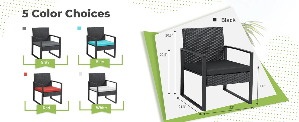 3 Pieces Outdoor Patio Wicker Furniture Set,  with Coffee Table for Yard and Bistro