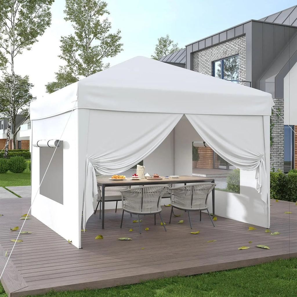 10x10FT Pop Up Canopy With Sidewalls & Sandbags Heavy Duty