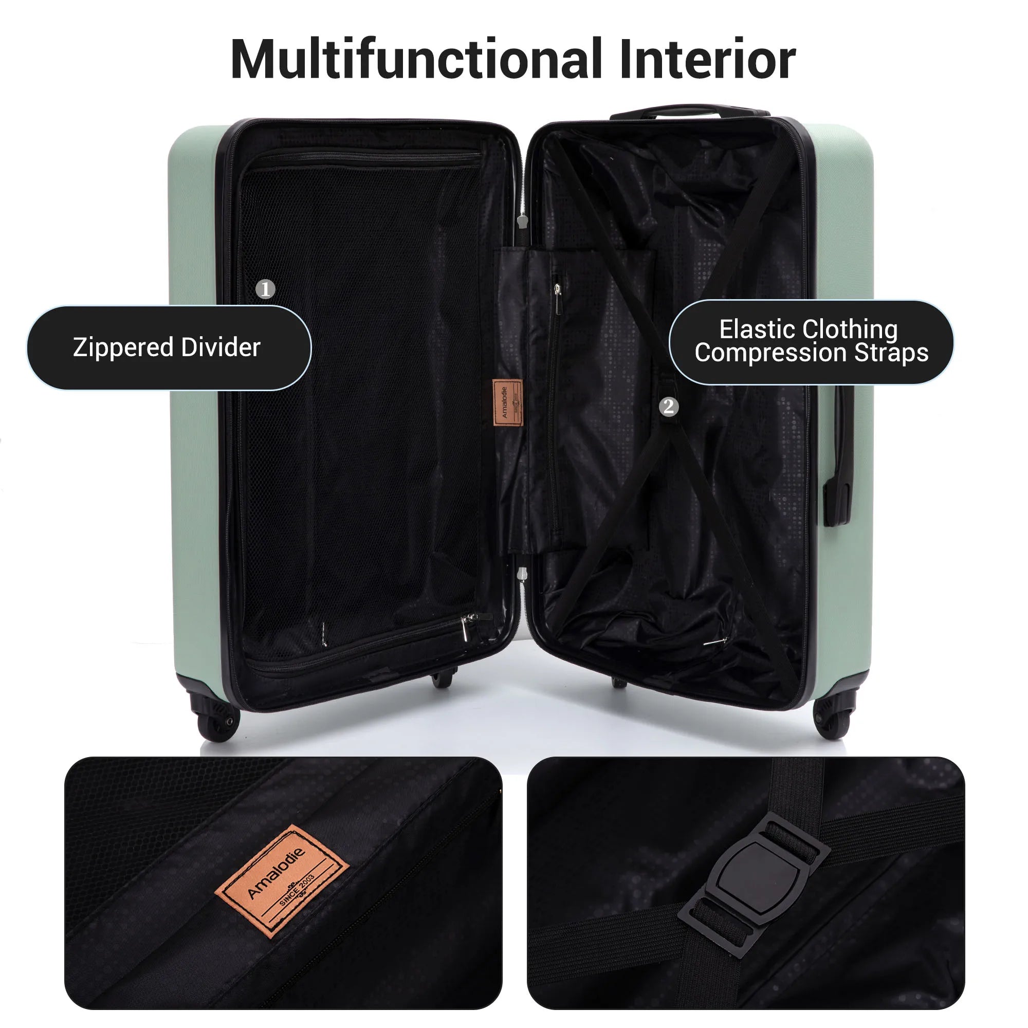 Luggage Sets 3 Piece with double spinner wheels and travel duffle bag,