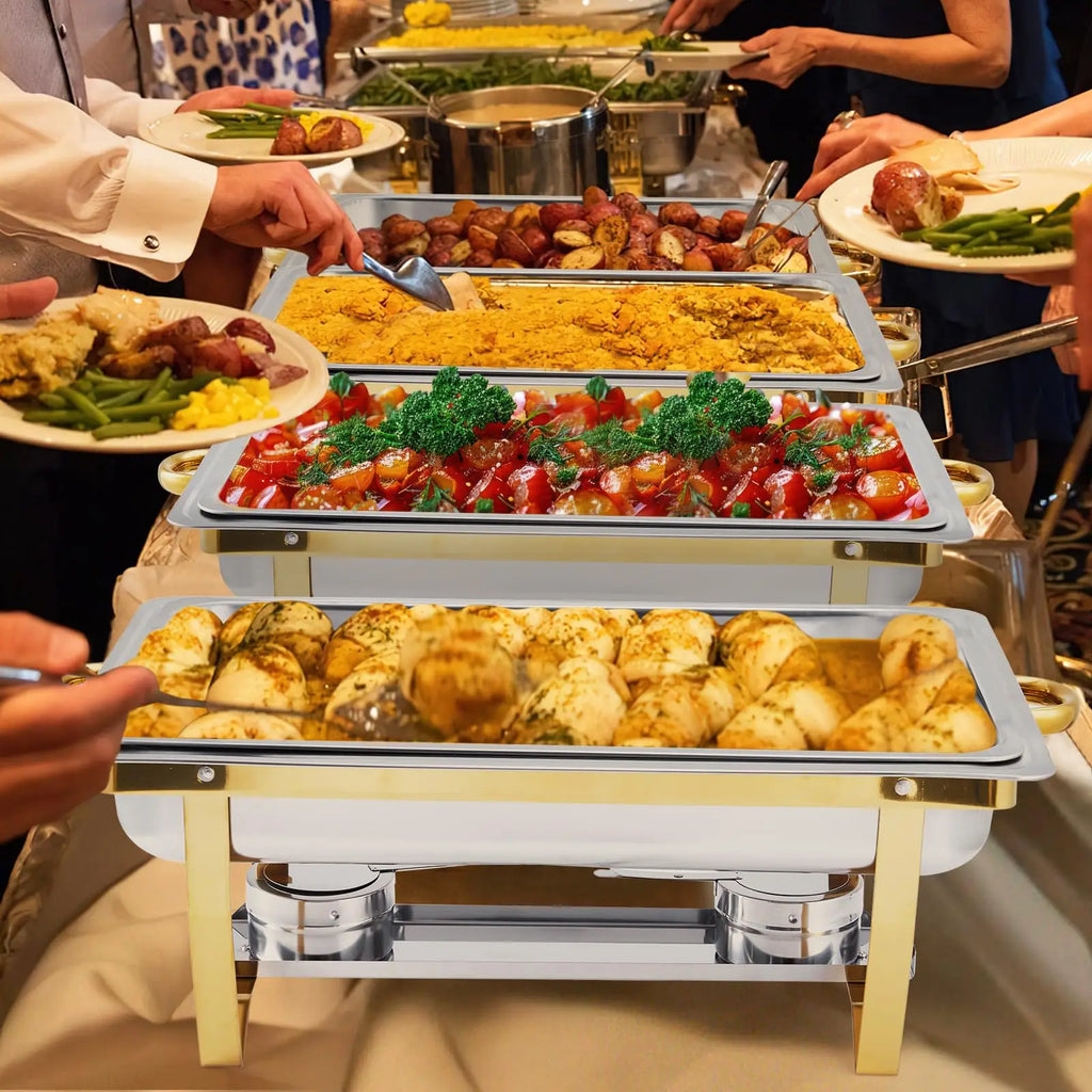 4 Pack Buffet Chafing Dish Set, 24.4X14X12 Inches Single Compartment
