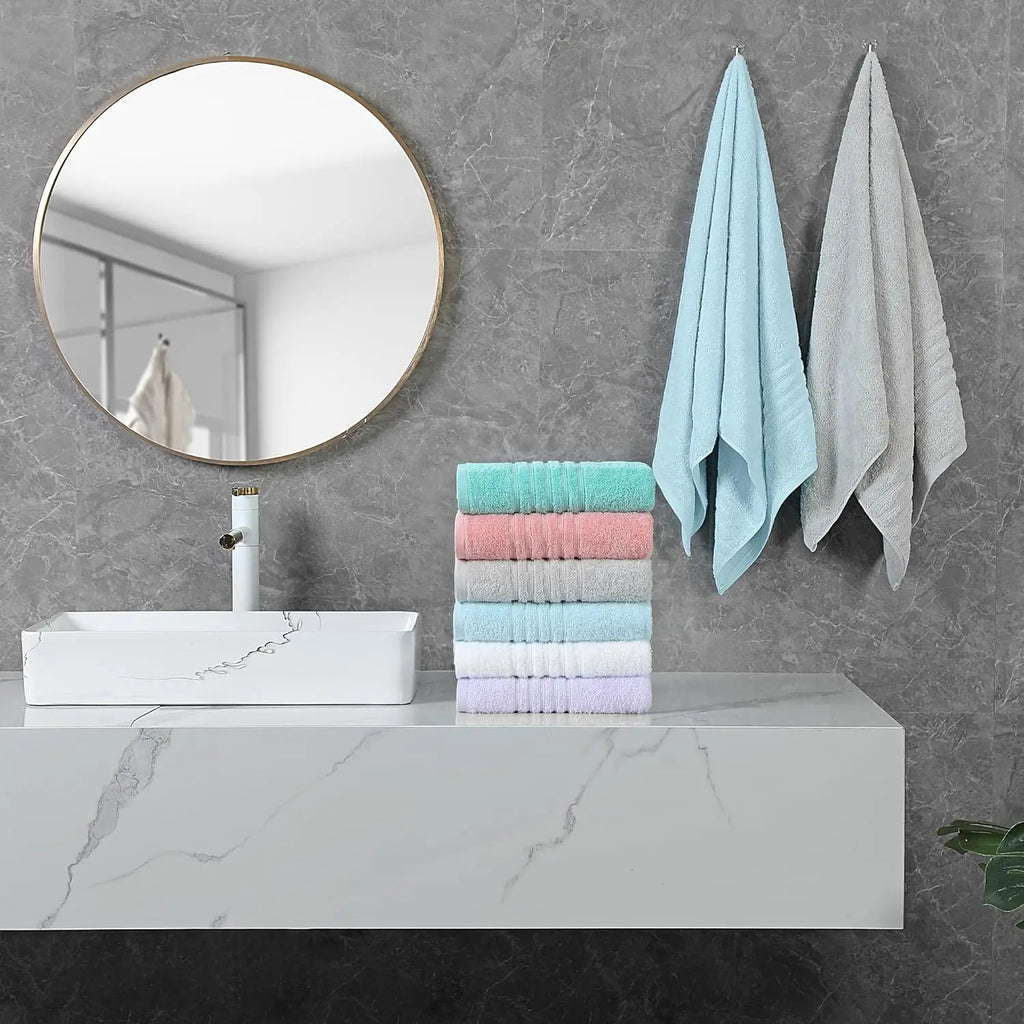 6-Pack 100% Cotton Bath Towels, 24x48 Inches,