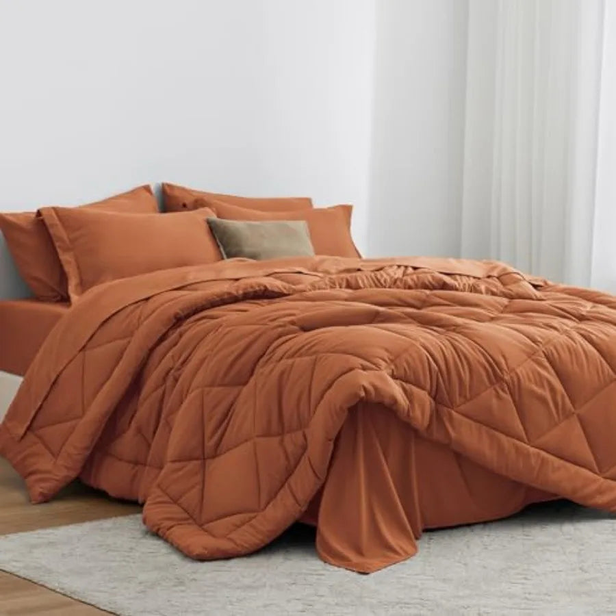 Comforter Set 7 Pieces Bed in a Bag All Season Bedding Sets