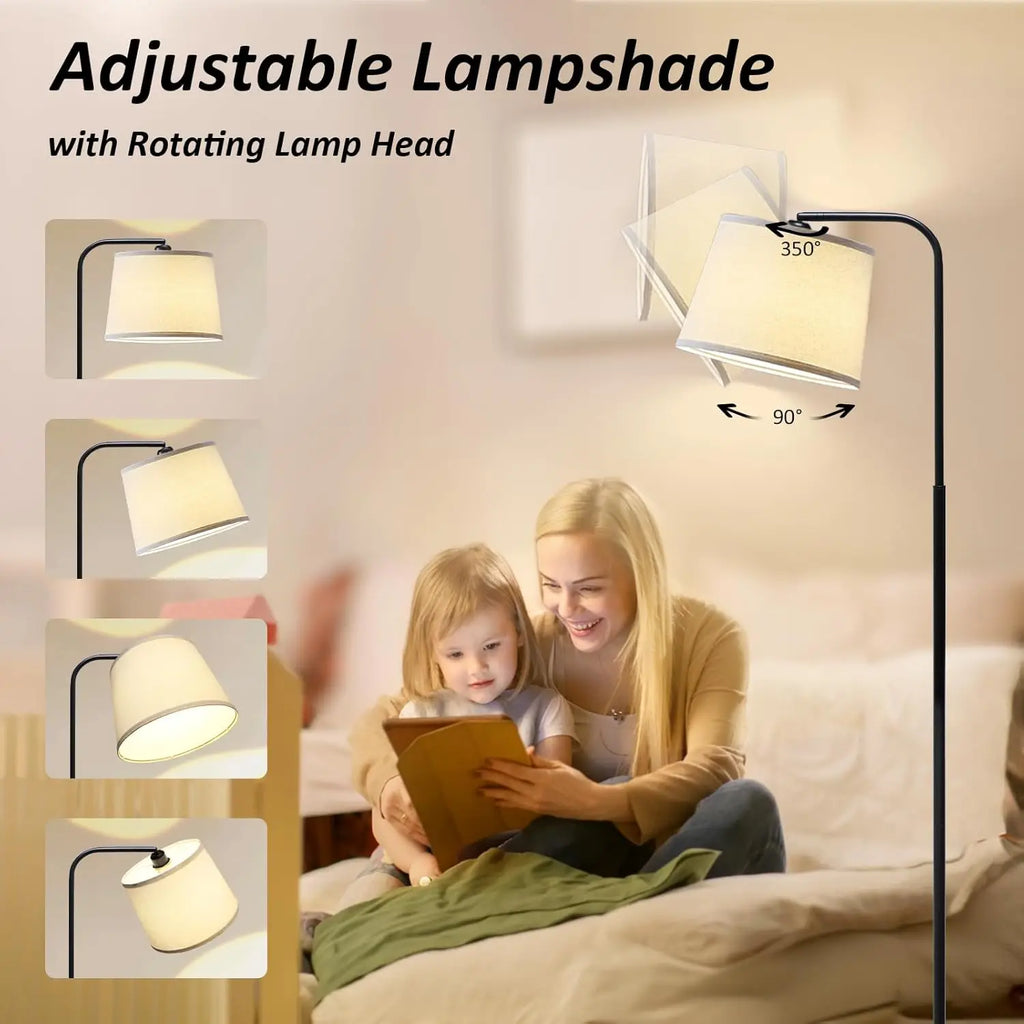 Arc Floor Lamp with 3 Color Temperatures, Adjustable Head, and Foot Switch