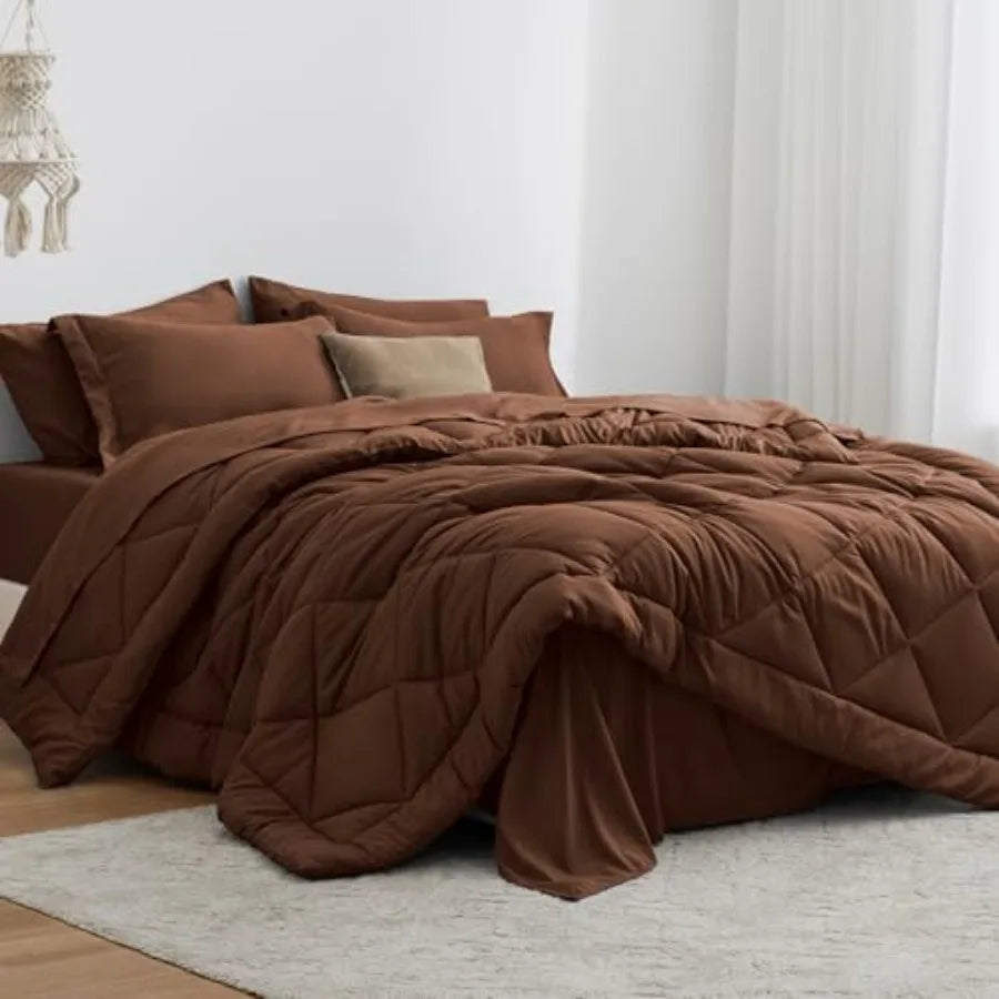 Comforter Set 7 Pieces Bed in a Bag All Season Bedding Sets