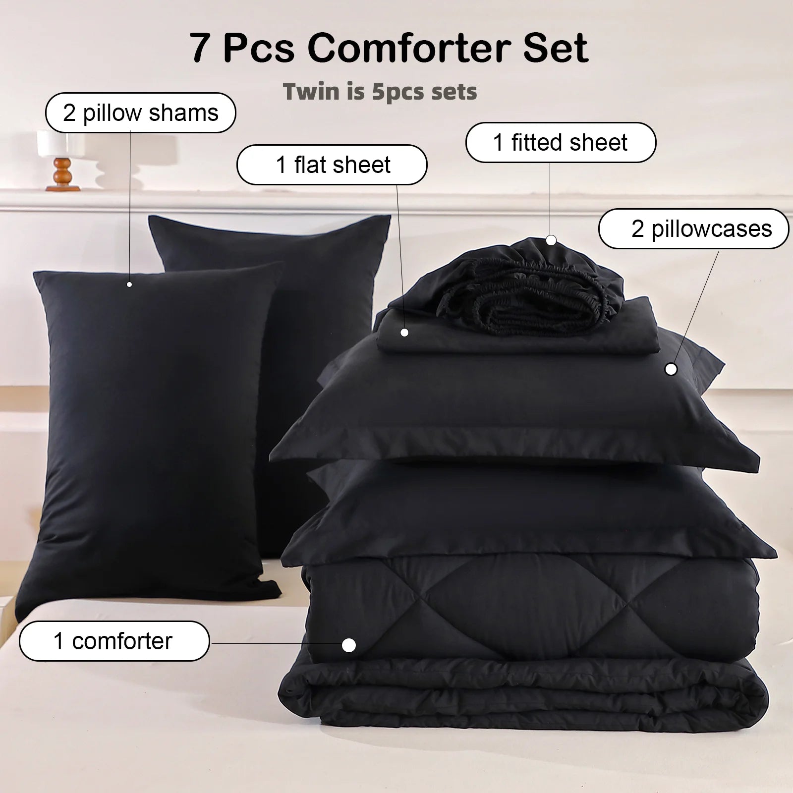 5pcs/7pcs Twin Full Queen King Bedding Sets Home Decor