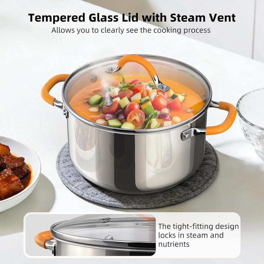 11 Quart Stainless Steel Stock Pot with Lid, Heavy-Duty