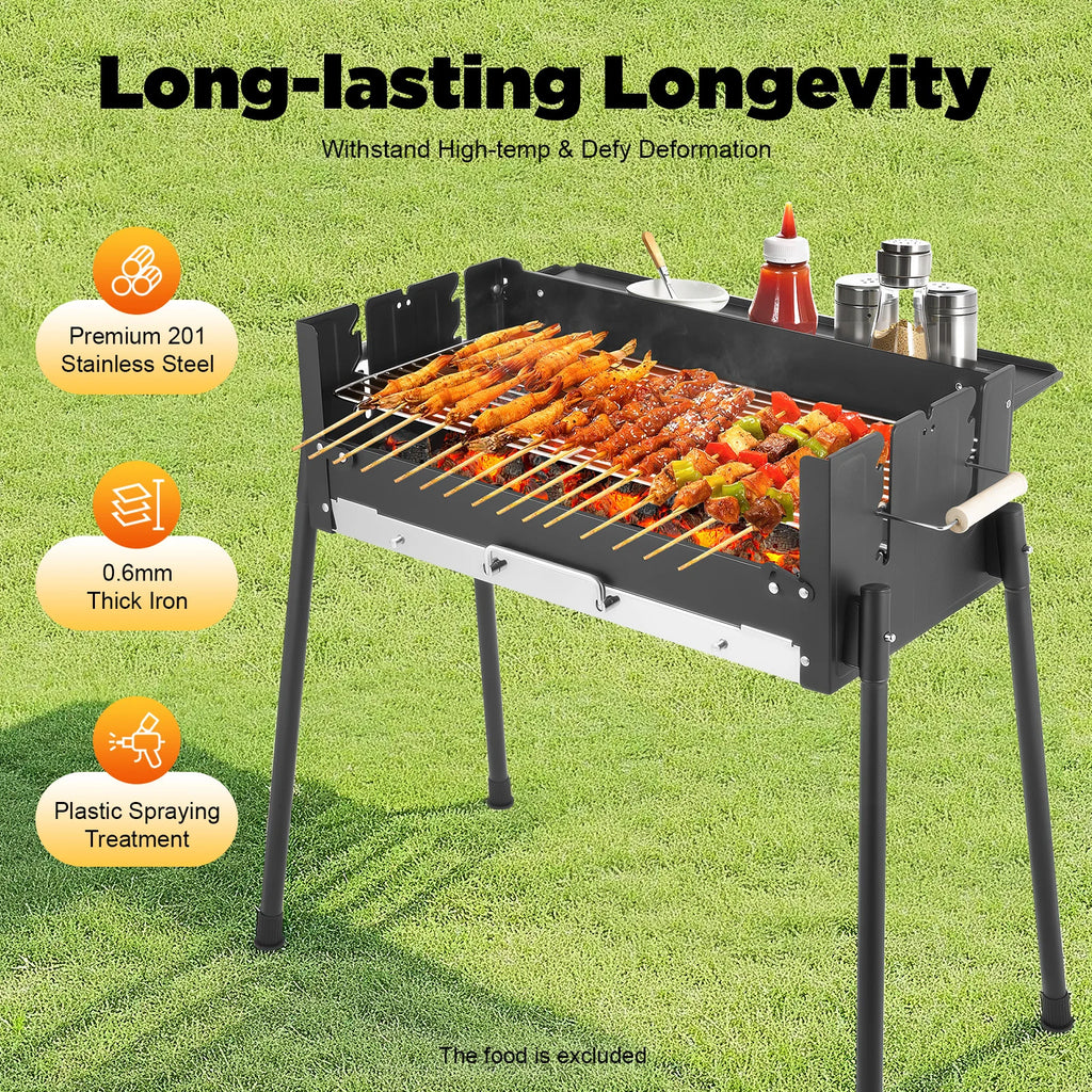70*40*23.5cm Barbecue Charcoal Grill Stainless Steel Folding Portable