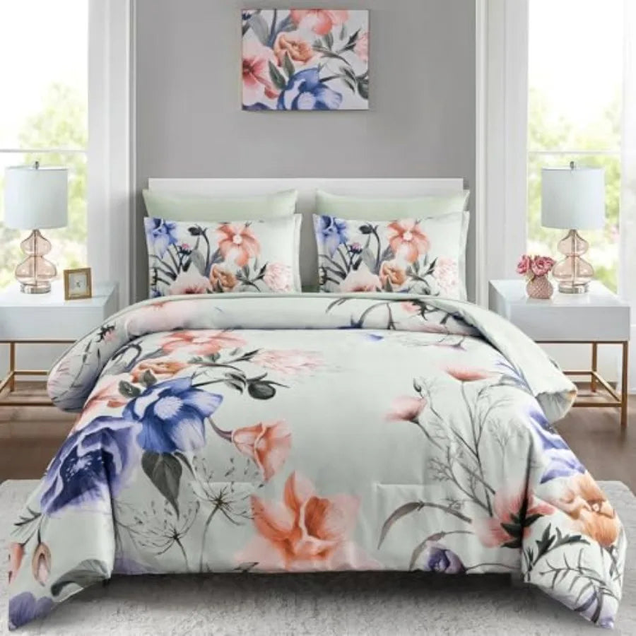 Floral Comforter Set 7 Pcs Flower Bed in a Bag