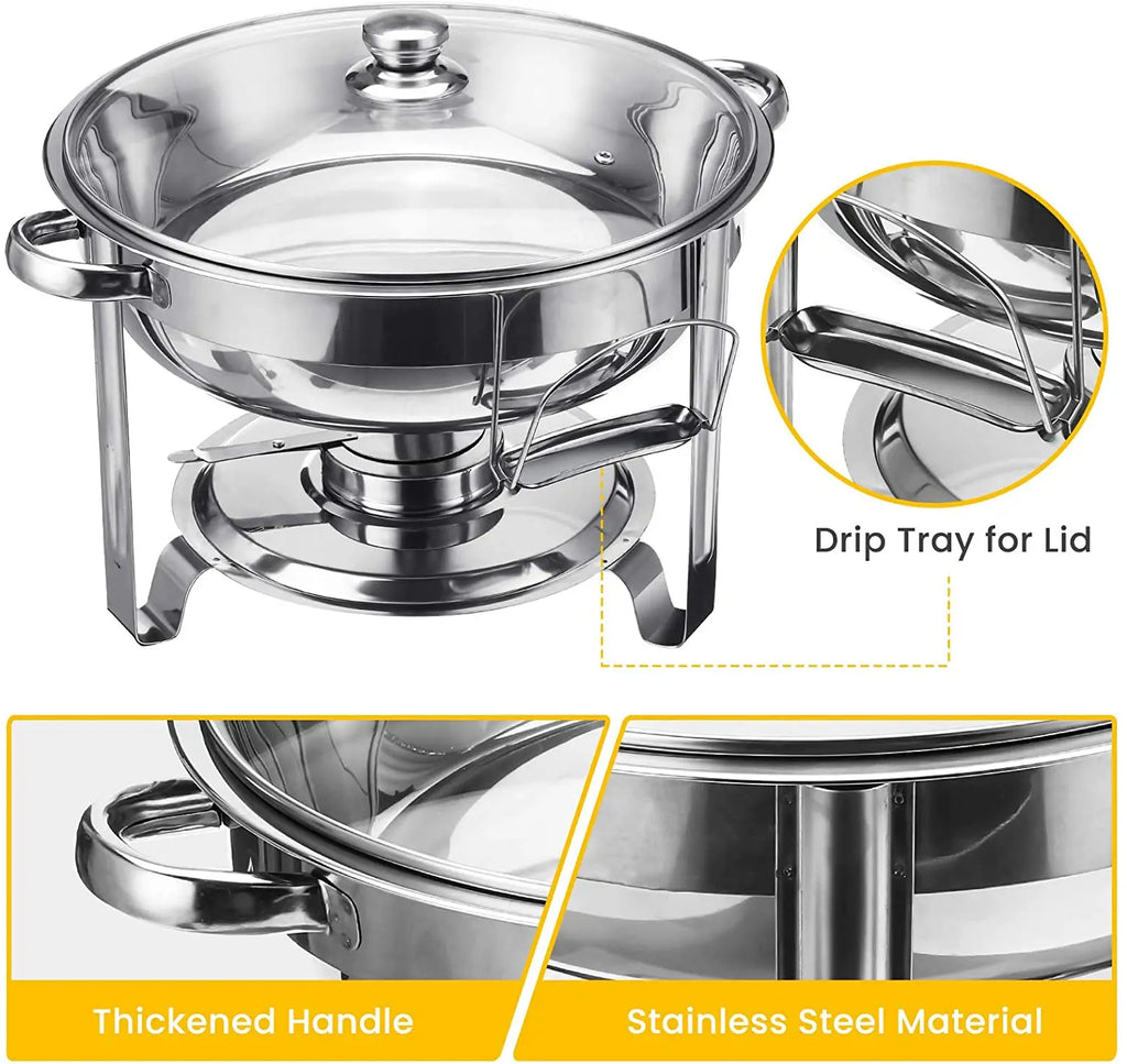 2PCS  4L Catering Buffet Set Food Chafing Dishes Stainless Steel