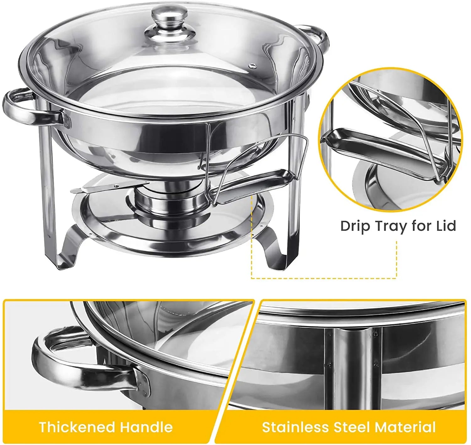 2PCS  4L Catering Buffet Set Food Chafing Dishes Stainless Steel