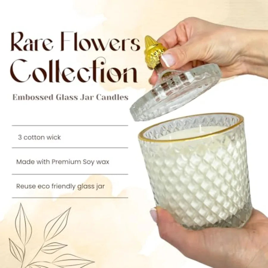 Luxury Scented Candle Gift Rare Fragrance in Elegant Glass Jar,